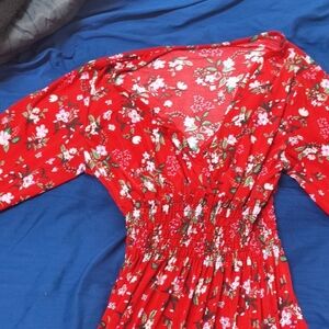 Floral Red Dress